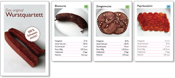 Wurstquartett Spielkarten